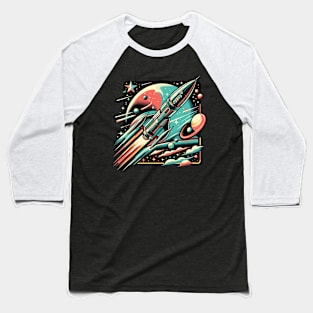 Retro Cosmic Adventure: Vintage Space Odyssey Baseball T-Shirt